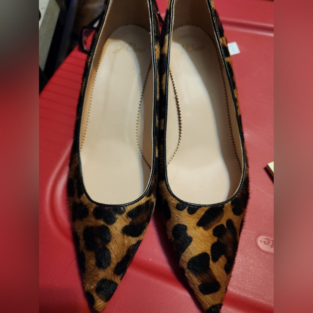 J Crew Laney Pumps Leopard Calf Hair 7.5